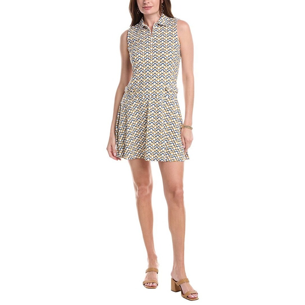 J McLaughlin Sleeveless Scallop Zip Shift Dress Catalina Cloth Tennis Golf S